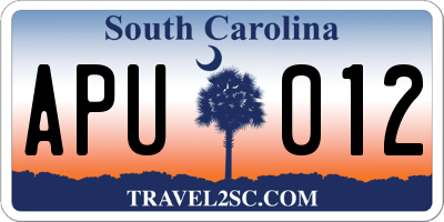 SC license plate APU012