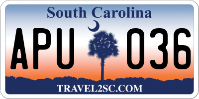 SC license plate APU036