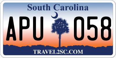 SC license plate APU058