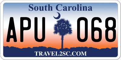 SC license plate APU068