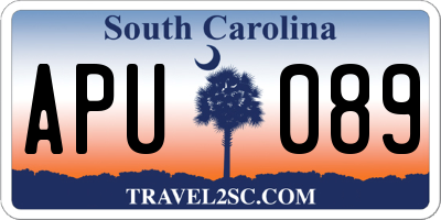 SC license plate APU089