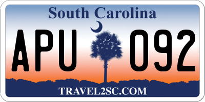 SC license plate APU092