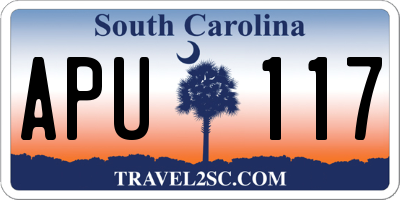 SC license plate APU117