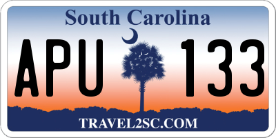 SC license plate APU133