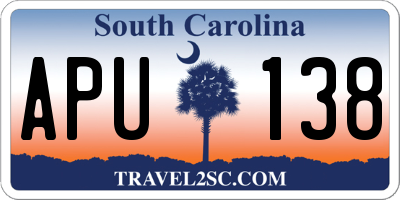 SC license plate APU138