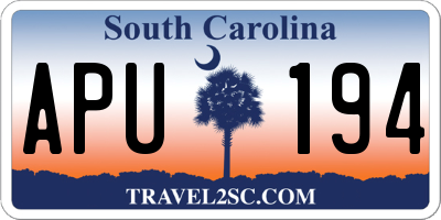 SC license plate APU194