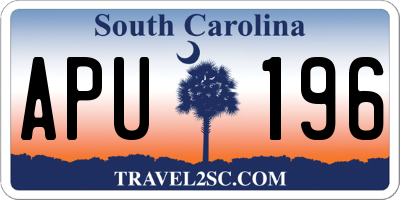 SC license plate APU196