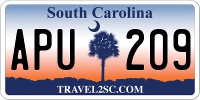 SC license plate APU209