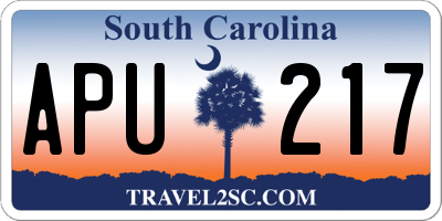 SC license plate APU217