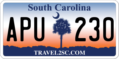 SC license plate APU230