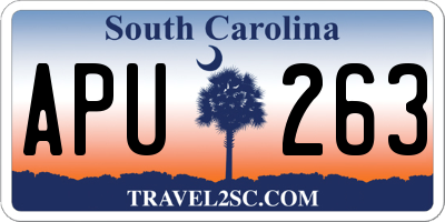 SC license plate APU263