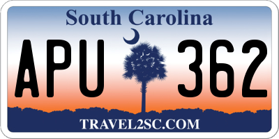 SC license plate APU362