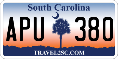 SC license plate APU380