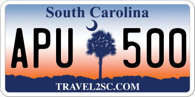 SC license plate APU500