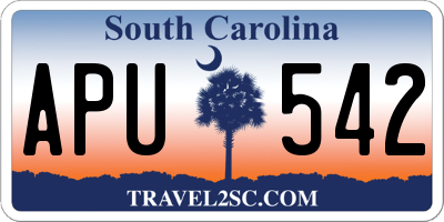 SC license plate APU542