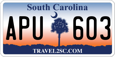 SC license plate APU603