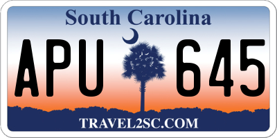 SC license plate APU645