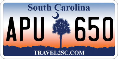 SC license plate APU650