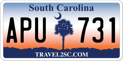 SC license plate APU731