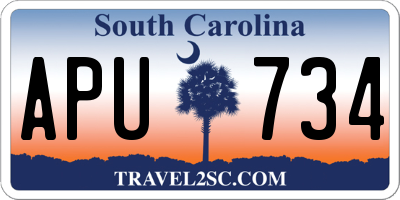 SC license plate APU734