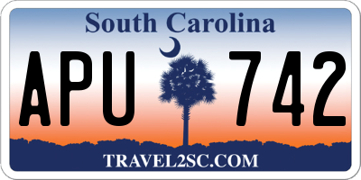 SC license plate APU742