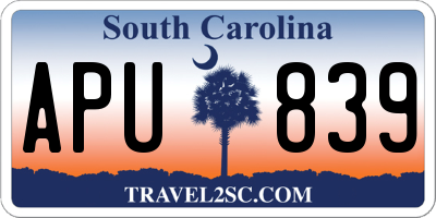 SC license plate APU839