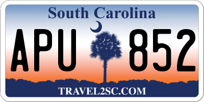 SC license plate APU852