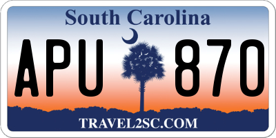 SC license plate APU870