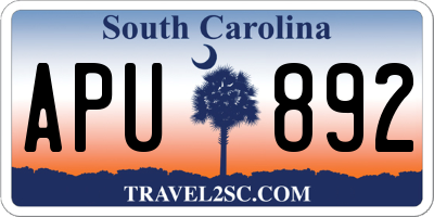 SC license plate APU892