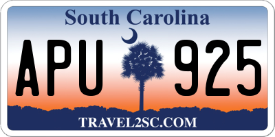 SC license plate APU925