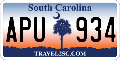SC license plate APU934