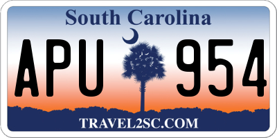 SC license plate APU954