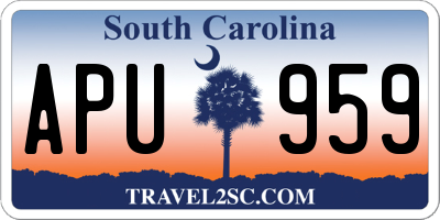 SC license plate APU959