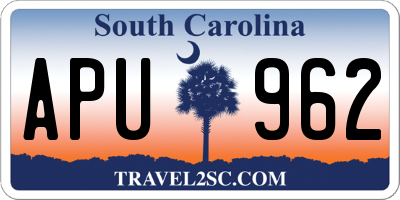 SC license plate APU962