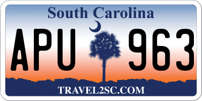 SC license plate APU963