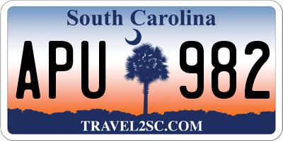 SC license plate APU982
