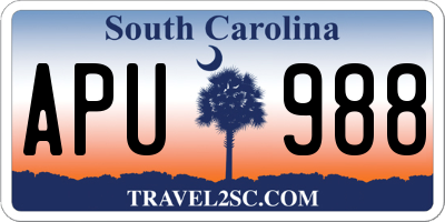 SC license plate APU988
