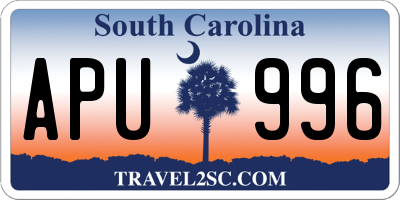 SC license plate APU996