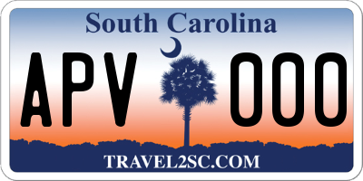 SC license plate APV000