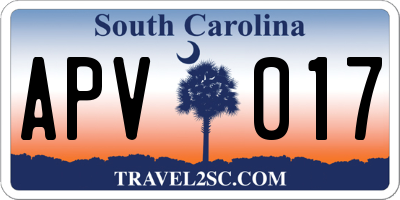SC license plate APV017