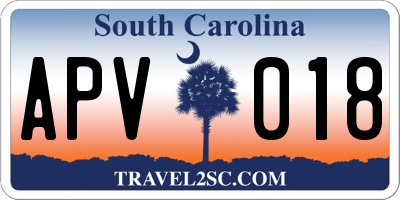SC license plate APV018