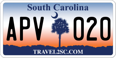 SC license plate APV020