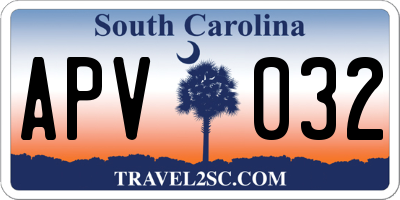 SC license plate APV032
