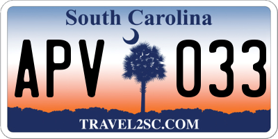 SC license plate APV033