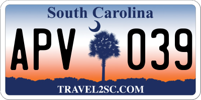 SC license plate APV039