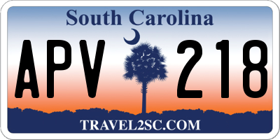 SC license plate APV218
