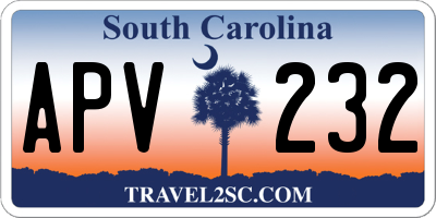 SC license plate APV232