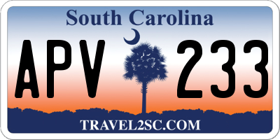 SC license plate APV233