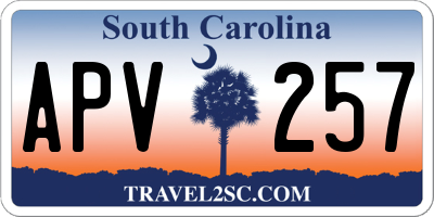 SC license plate APV257
