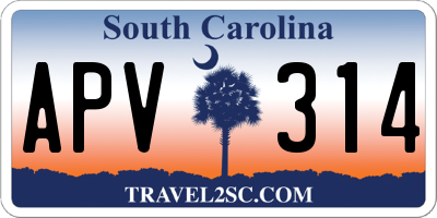 SC license plate APV314